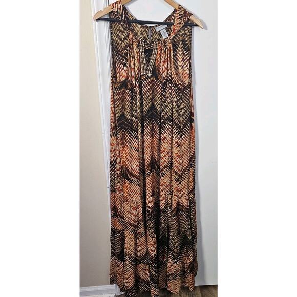 Catherines Beaded Long Maxi Dress Womens Plus Sz 2X Indie Sleeveless Boho Resort - Picture 6 of 6